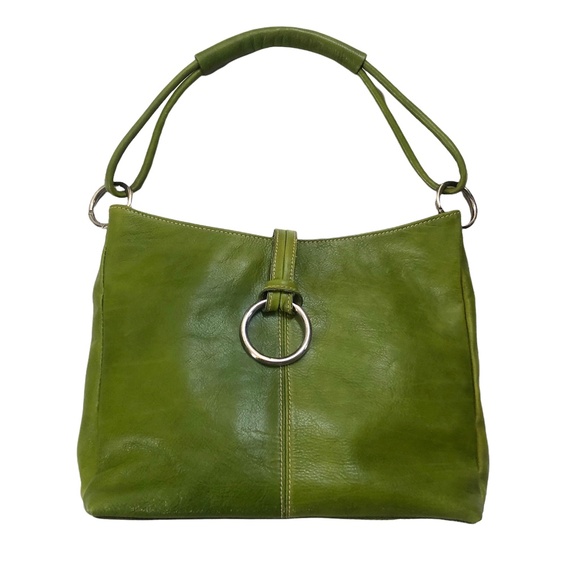 Handbags - Green Leather Italian Shoulder Bag Purse